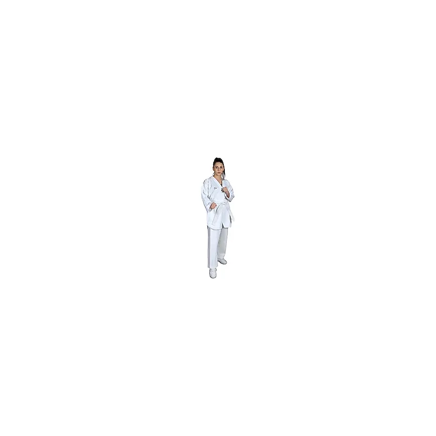HAŞADO Taekwondo Beyaz Yaka Fitilli Acemi Elbise (BEYAZ YAKA, 140)
