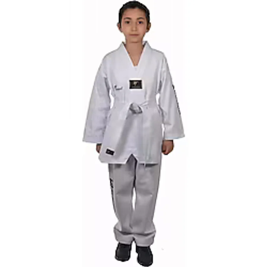 Haşado Taekwondo Beyaz Yaka Fitilli Acemi Elbise