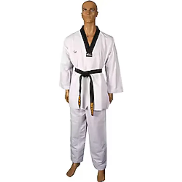 Haşado Wt Onaylı Fitilli Siyah Yaka Taekwondo Elbisesi