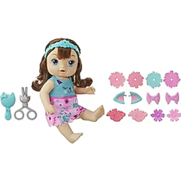 Hasbro Baby Alive Kumral Bebeğimle Saç Tasarımı Oyuncak Bebek 12 Saç Aksesuarı ile Eğlenceli Oyun E5242