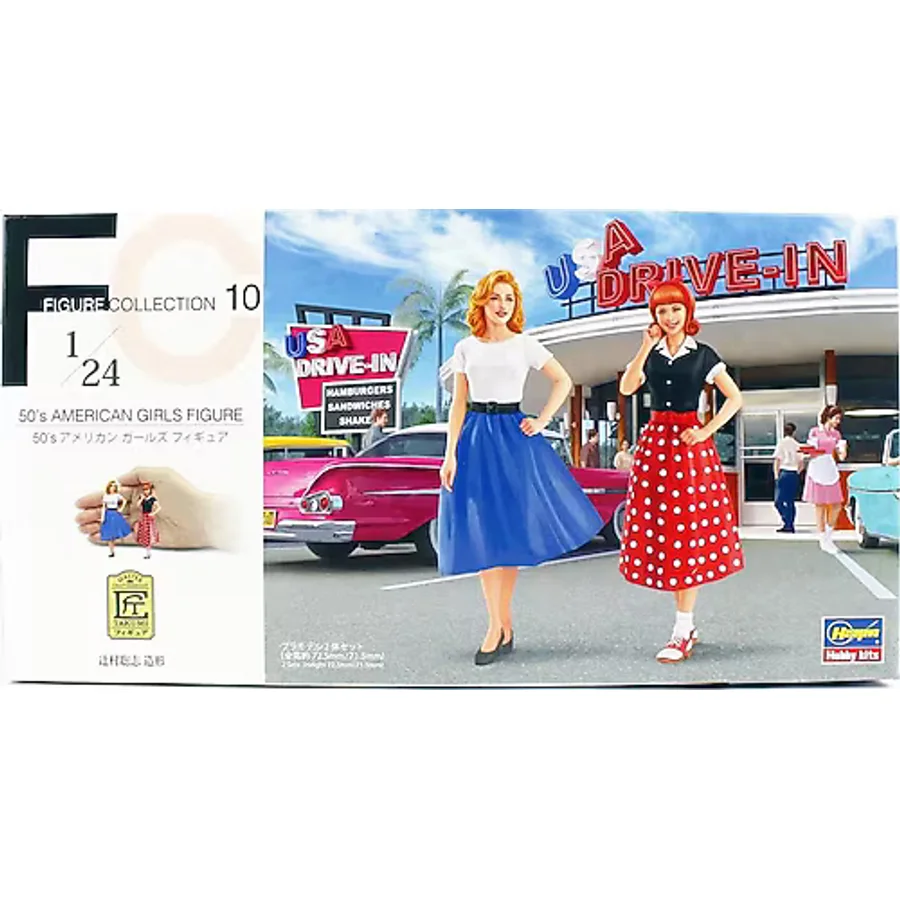 Hasegawa FC10 29110 1/24 Ölçek 50 li Yılların Amerikan Kızları Figürleri Plastik Model Kiti