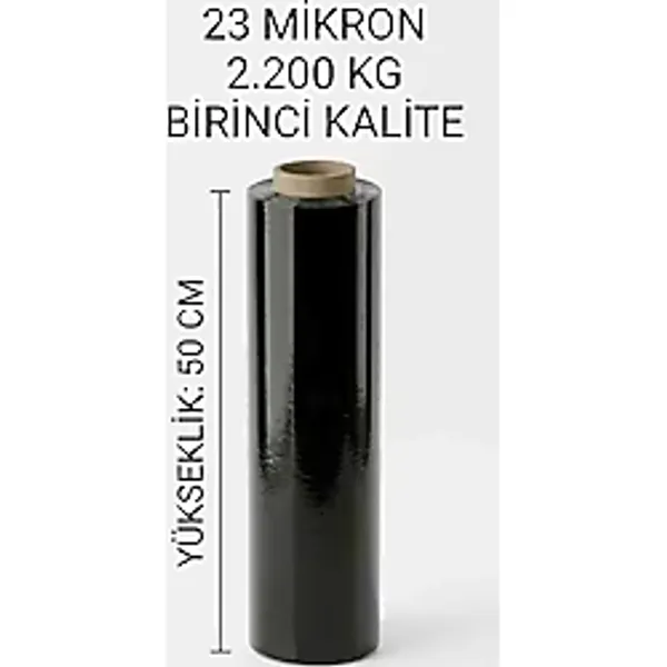 Hasmahya Siyah Palet Streç Film 50 cm - 23 Mikron 2.200KG Endüstriyel Paketleme