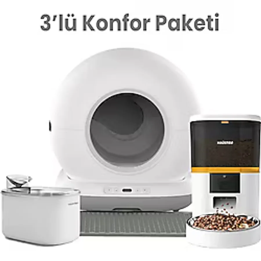 Haustier Cb001 Gri Kedi Tuvaleti Qq003 Beyaz Mama Kabı Wf007l Beyaz Kedi Suluğu 3 Lü Set Haustier Türkiye Garantili