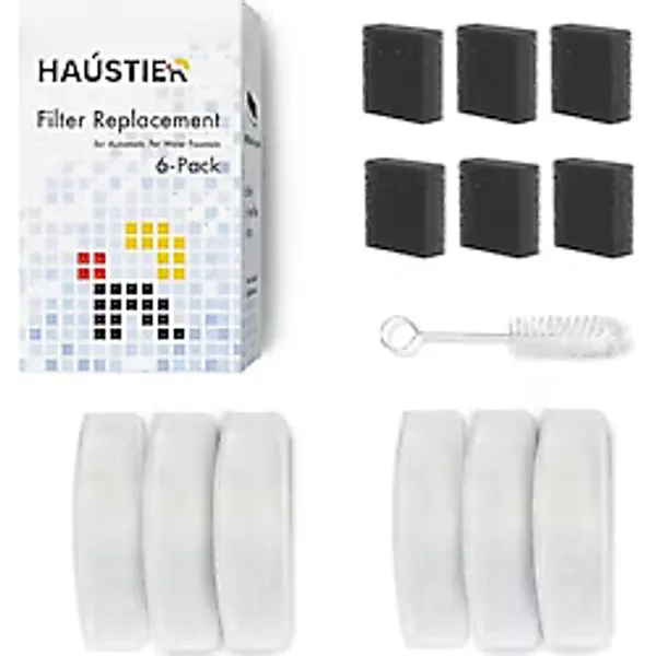 Haustier FF002-6 Otomatik Kedi Köpek Su Sebili WF007L Uyumlu Su Sebili Filtre Seti (6 Adet)