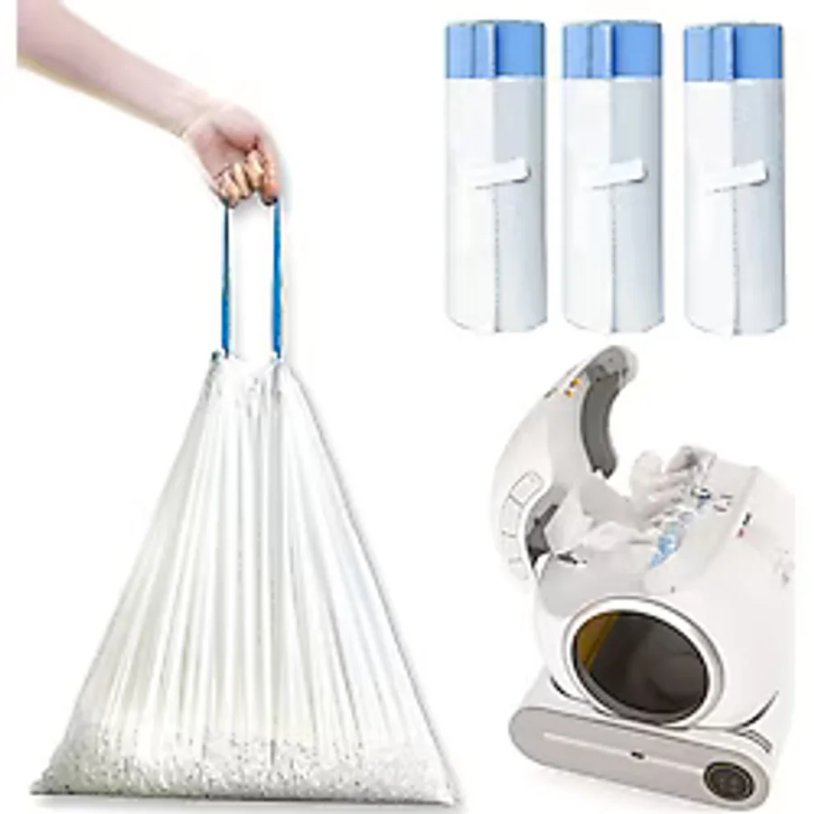 Haustier Otomatik Kedi Tuvaleti Büzgülü Çöp Poşeti 45 Adet (3x15 Adet, 50mm x 46mm)