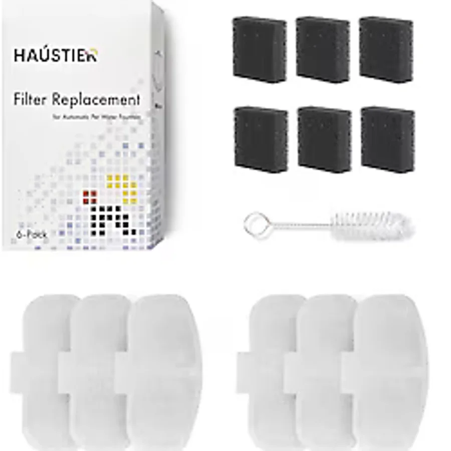 Haustier Wf009l-wf009ls Otomatik Kedi Su Sebili - Filtre Seti 6 Adet beyaz-gri