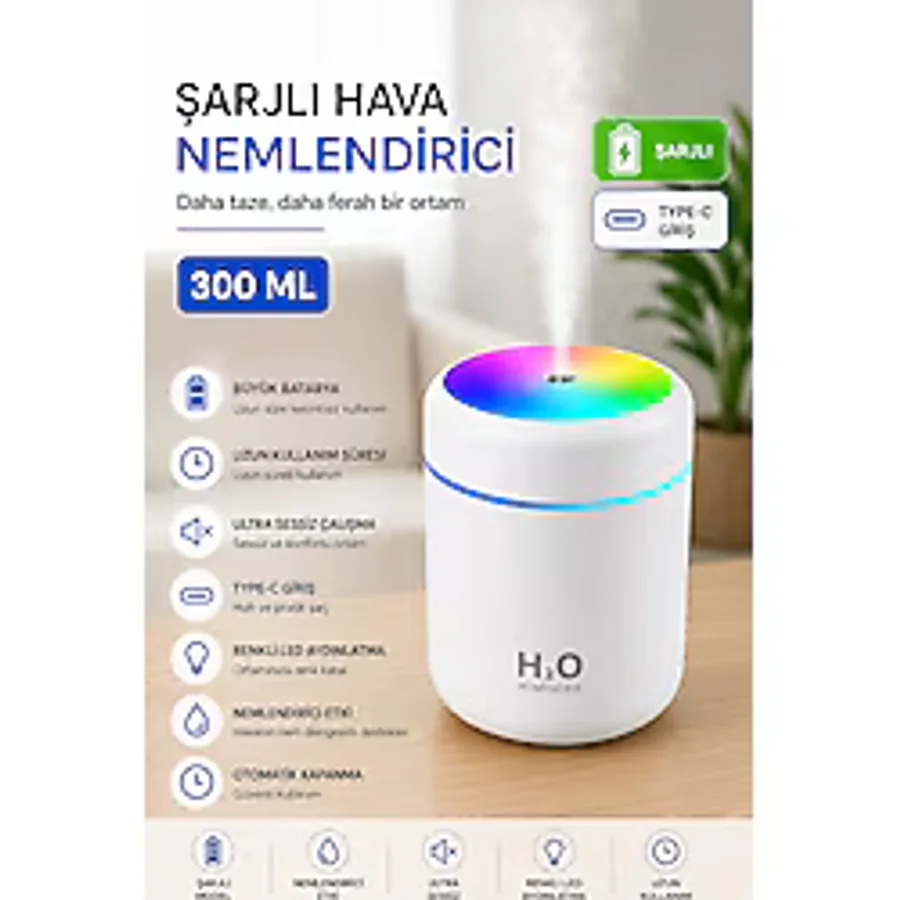 hauswert Ultrasonik Oda ve Araç Hava Nemlendirici Buhar Makinesi Ve Aroma Difüzörü Koku
