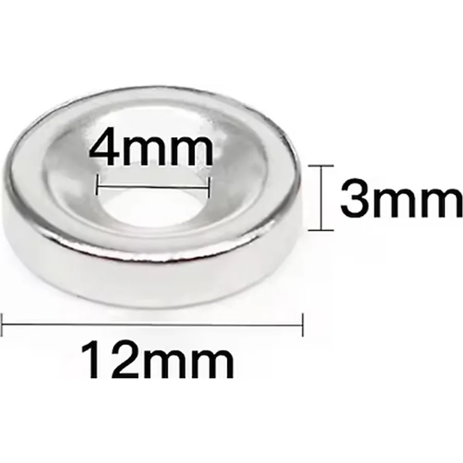 Havşa Delikli Neodim Neodyum Mıknatıs Ø12MM x 3mm-4mm 5ADET