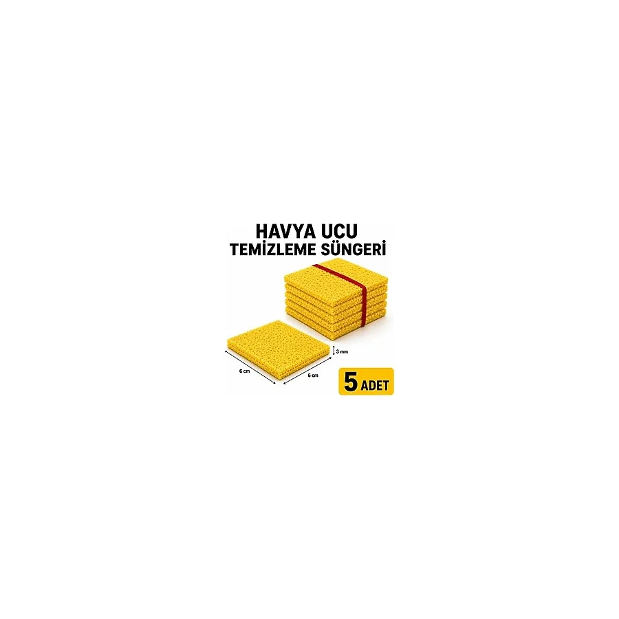 Havya Temizleme Süngeri 6x6 cm Lehim Ucu Temizleyici Sünger 3 mm 5'li Paket