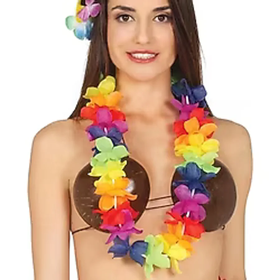 Hawaii Çiçekli Boyun Kolyesi - Renkli Tropikal Parti Leisi