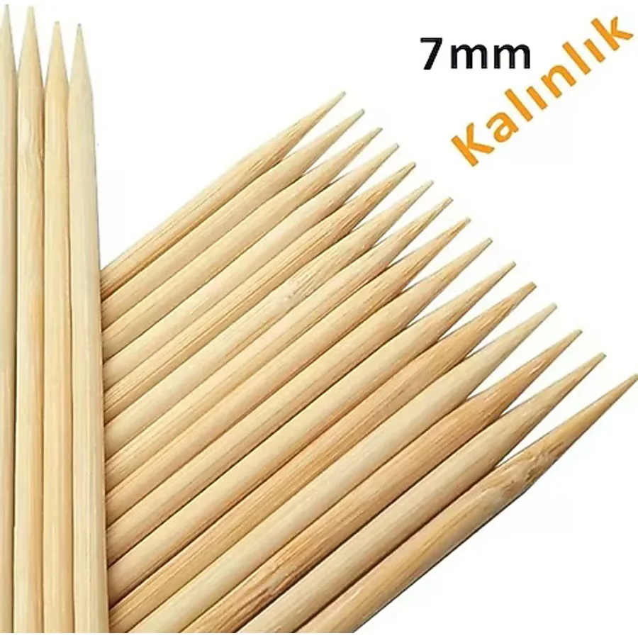 Hayal Sepeti Bambu 7mm Kalın Ahşap Çöp Şiş Çubuğu 40 Cm - 20 Adet