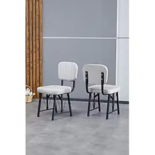 Hayat Serisi Mutfak Sandalyesi, Yemek, Bahçe, Kafe, Modern Sandalye 2 Adet - Açık Gri