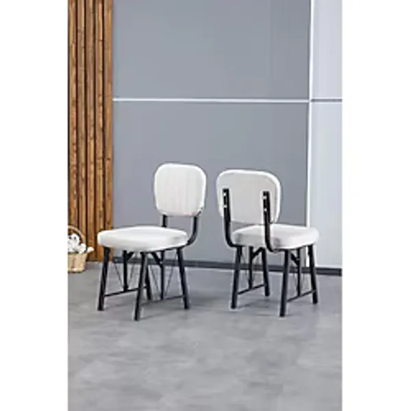 Hayat Serisi Mutfak Sandalyesi, Yemek, Bahçe, Kafe, Modern Sandalye 6 Adet - Krem