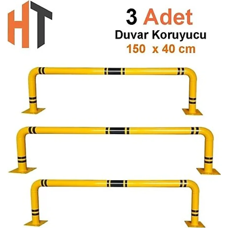 Hayat Trafik 3'Lü Otopark Yüksek Araç Stoperi, Bariyer Seti 150X40 Cm