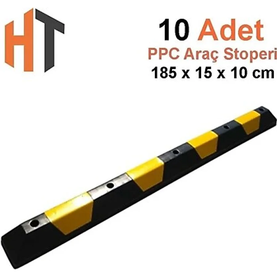 Hayat Trafik - Oto Park Araç Stoperi PPC 180x15x10 cm 10'lu İndirimli Set