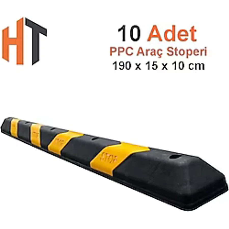 Hayat Trafik Plastik Oto Park Araç Stoperi 190 cm Siyah-Sarı 10'lu Set