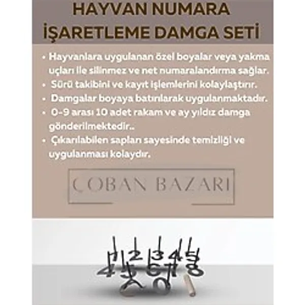 Hayvan numara işaretleme damga seti