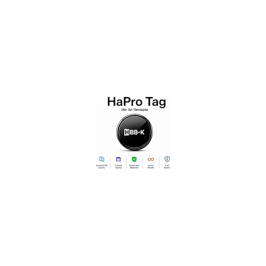 HBB-K Hapro Tag Ios & Android Uyumlu Airtag Akıllı Takip Cihazı(Siyah)