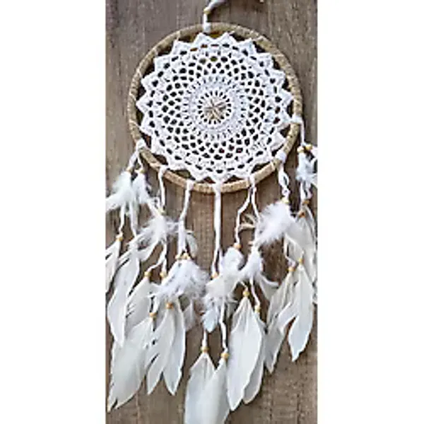 Hdmarketim Düş Kapanı Dreamcatcher Kuş Tüyü Duvar Süsü %100 Pamuk Elişi