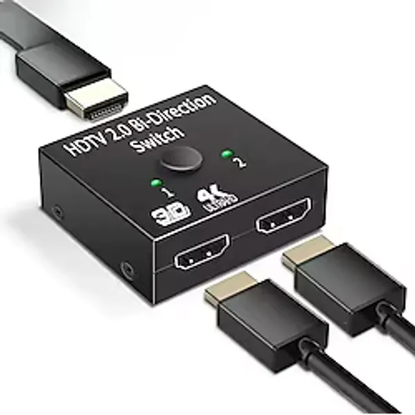 HDMI Switch HDMI Splitter, HDMI Anahtar, 2 Giriş 1 Çıkış, Ps5, Ps4, Xbox, Tv Kutusu, Tv Stick, Monitör, PC ile Uyumlu, Çift Yönlü Ab Anahtar,