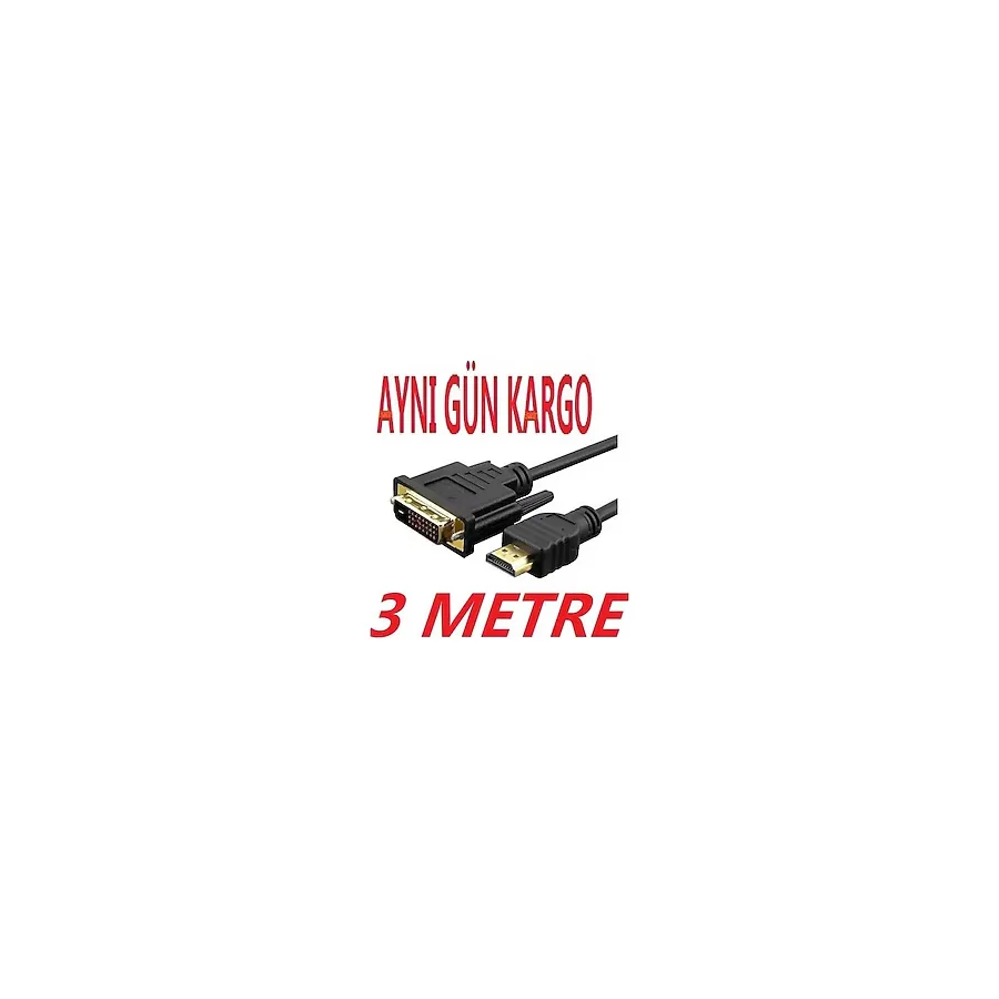 Hdmi to Dvi Çevirici Kablo Kaliteli Ses Görüntü Kablosu 3m Metre