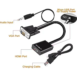 Hdmi To Vga Ses Audio Hdmı Dönüştürücü Çevirici Kablo