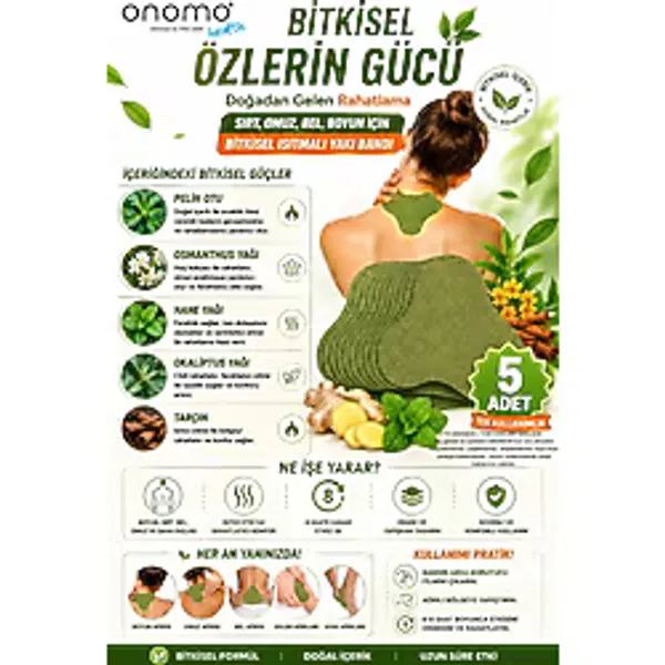 Health Sırt, Omuz, Bel, Boyun, Fıtık İçin Bitkisel Isıtmalı Yakı Bandı 5 Adet