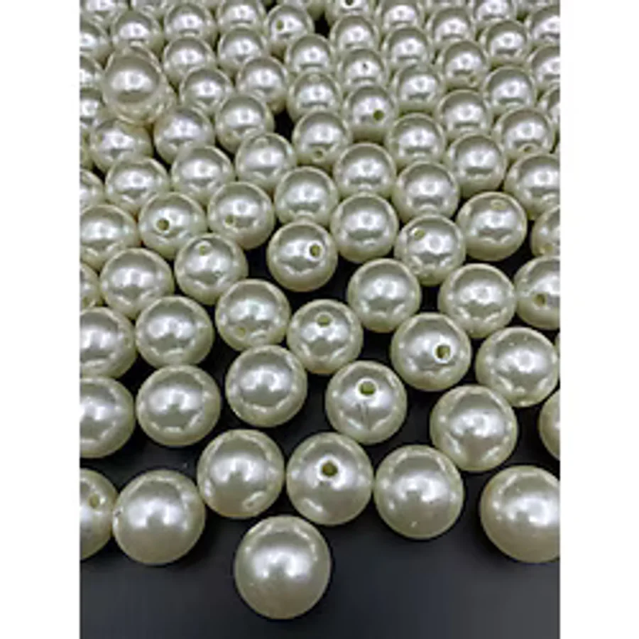 Hedef Bijuteri 100gr 20mm Krem Renk Lüks / Lüx Kaplama Plastik Inci Boncuk Çanta,takı Boncuğu (100gr,~24 Adet)
