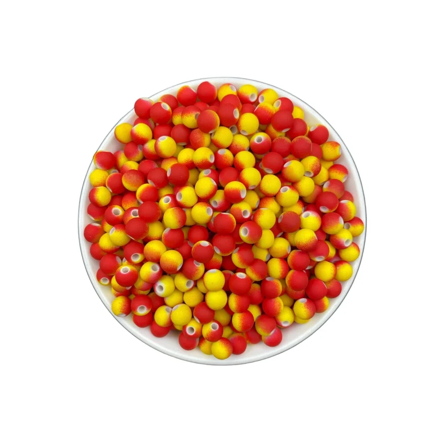 Hedef Bijuteri 25gr 8mm Sarı Kırmızı Renk Boncuk, Ebruli Taraftar,Futbol Takı Boncuğu (25gr, ~75 Adet)