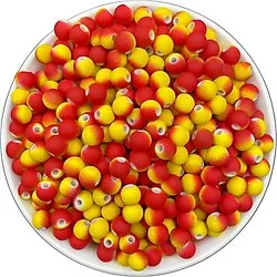 Hedef Bijuteri 25gr 8mm Sarı Kırmızı Renk Boncuk, Ebruli Taraftar,Futbol Takı Boncuğu (25gr, ~75 Adet)