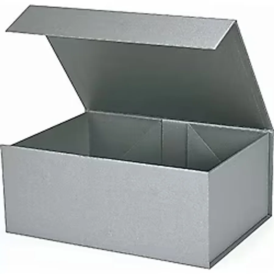Hediye Dekoratif Kutu 24x17x10 cm İnci gri Lamine Mıknatıslı Kapak