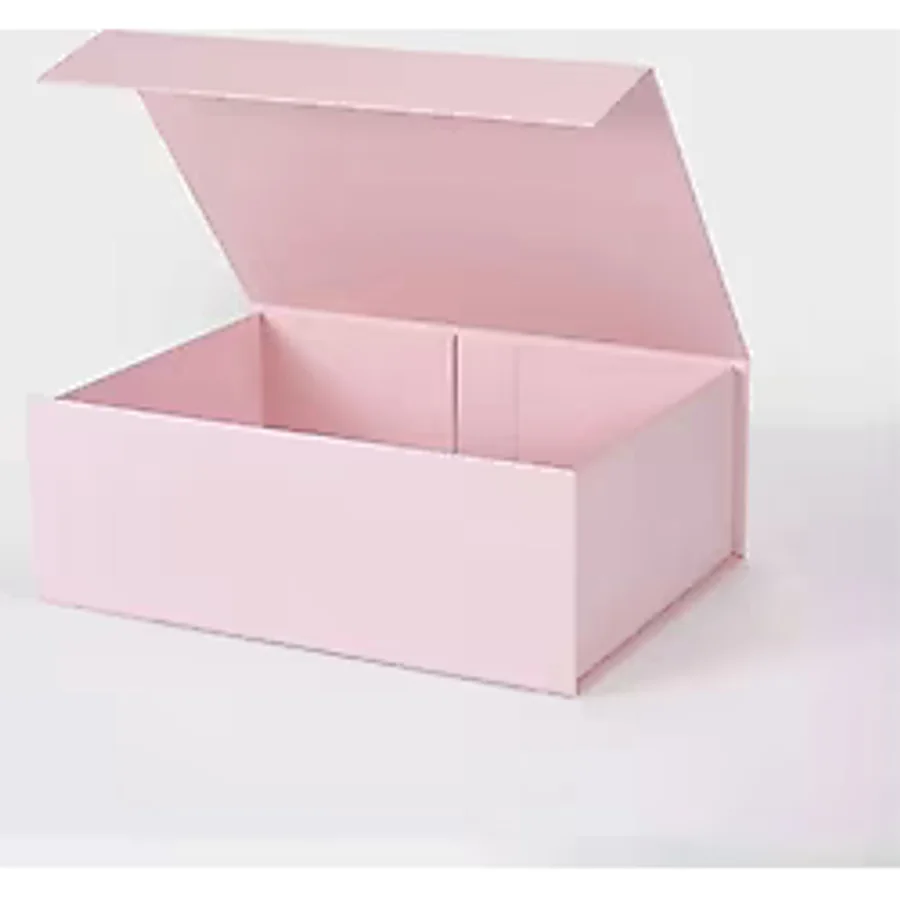 Hediye Dekoratif Kutu 24x17x10 cm Pembe Lamine Mıknatıslı Kapak