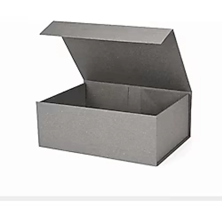 Hediye - Düzenleme Kutusu Büyük L 33x25.5x11.5 cm Gri/Haki Lamine Mıknatıslı Kapak