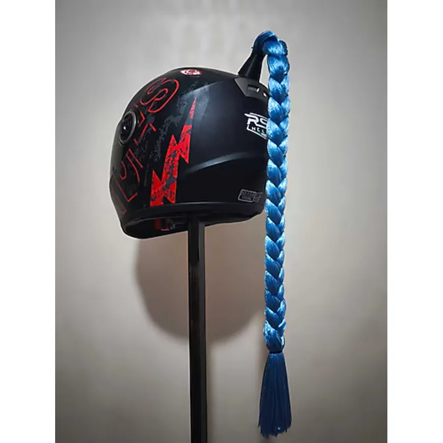 Hediyehanem Motor & Motosiklet Mavi Çift Örgü Saç Kask Dış Aksesuar