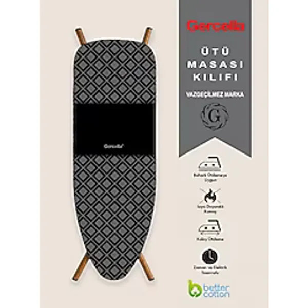 (hediyeli)gercella Mix Ütü Masasi Kilifi Bezi Örtüsü Gri