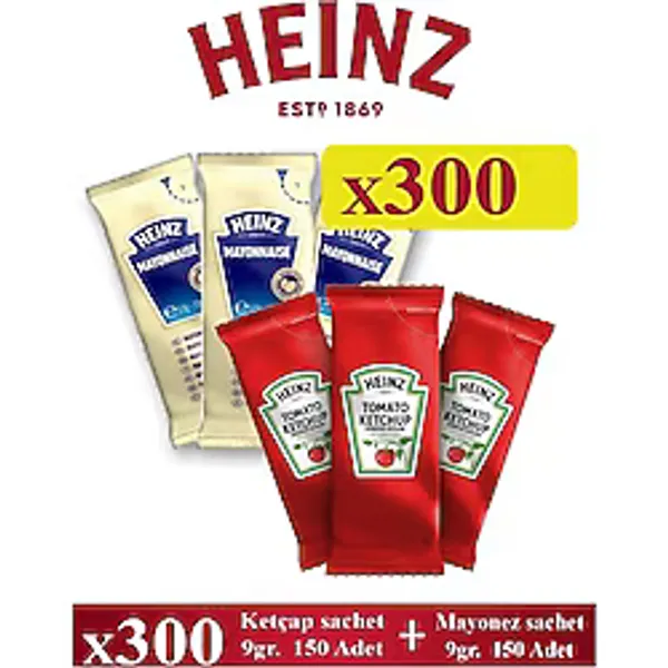 Heinz Ketçap Sachet 150 x 9 gr + Mayonez Sachet 150 x 9 gr - 1 gr