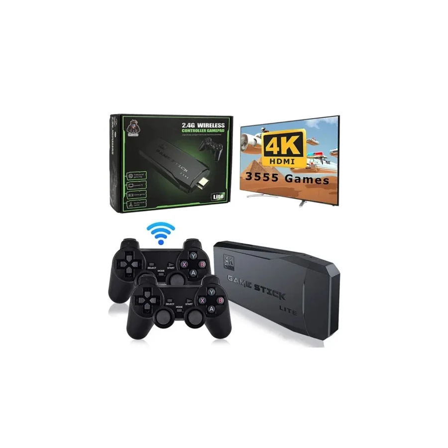 HEJARON LOBO 2.4g Uyumlu Kablosuz Çift Kol Oyunlar 4k Game Stick 3500 Oyun Atari