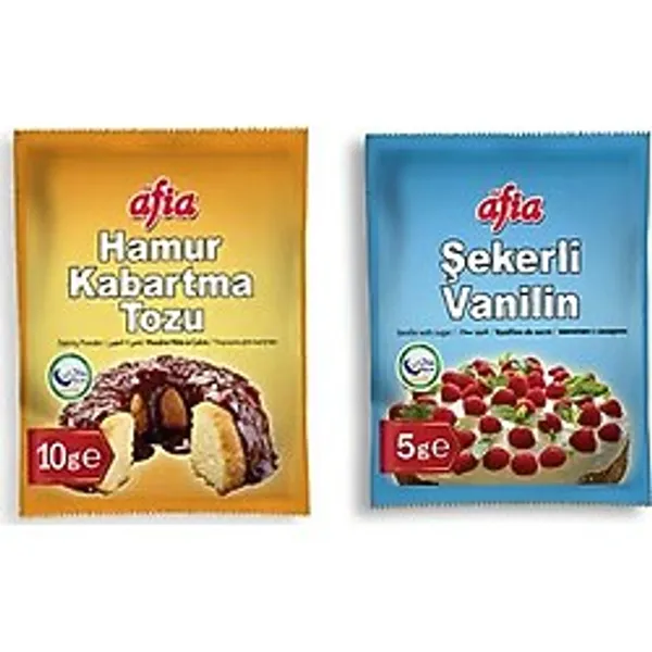 Helal Sertifikalı Şekerli Vanilin 5 Gr.x10 + Kabartma Tozu 10 Gr.