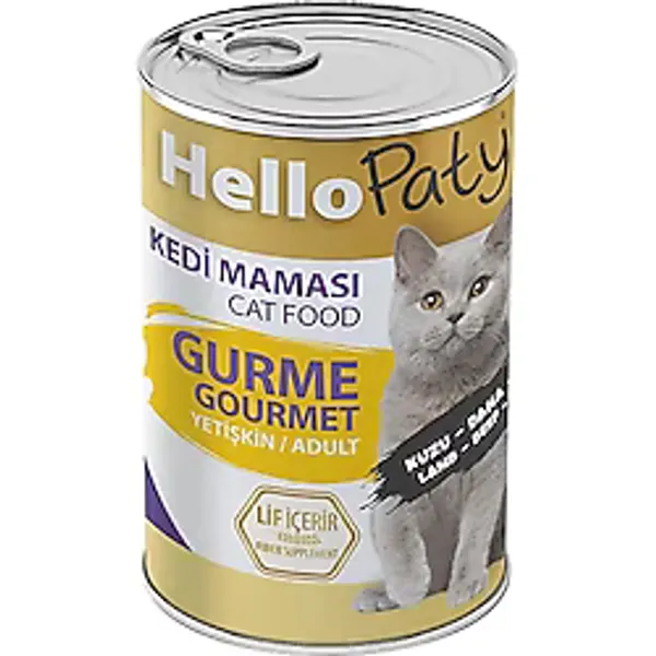 Hello Paty YETİŞKİN GURME ETLI KEDI KONSERVE MAMASI 12 ADET X 415 GR