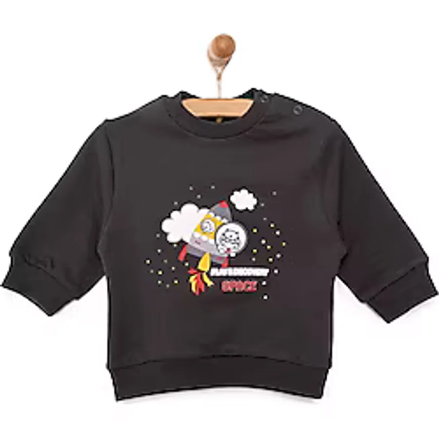 HelloBaby Basic Az Şardonlu Aslan Desenli Sweatshirt Erkek Bebek