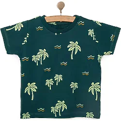 HelloBaby Basic Erkek Yaprak Baskılı T-Shirt Erkek Bebek
