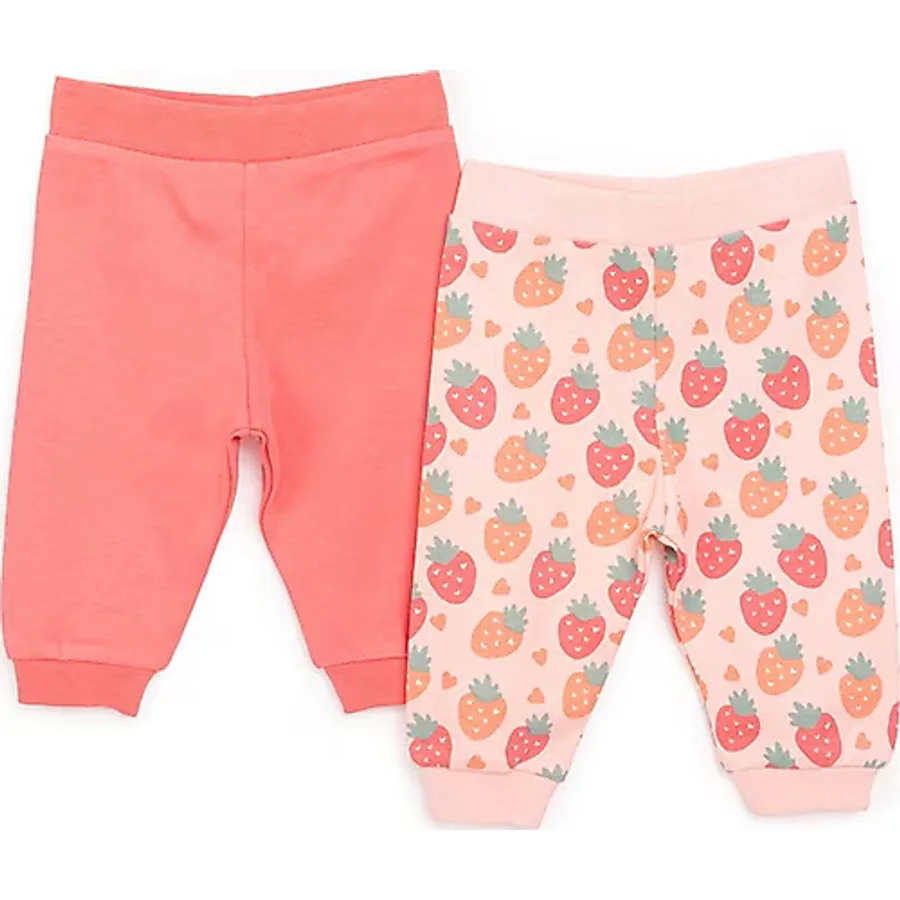 Hellobaby Basic Kız Çilek Desenli 2li Patiksiz Alt Kız Bebek - 6 Ay - Açık Pembe