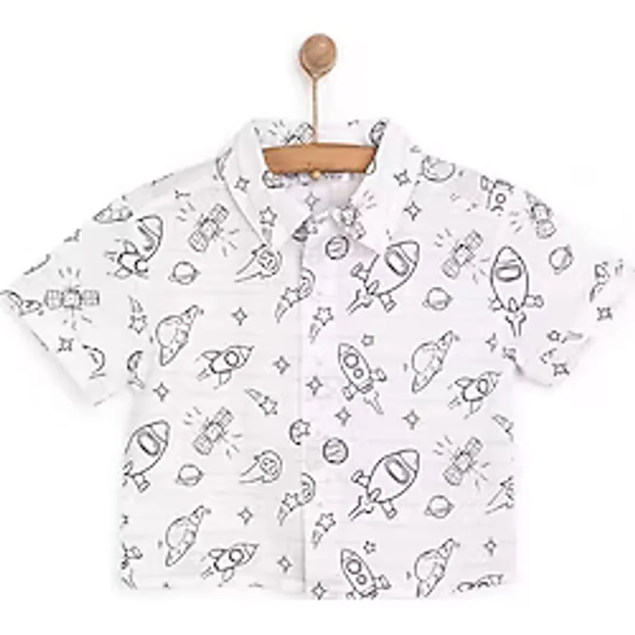 Hellobaby Cosmic Line Erkek Gömlek Erkek Bebek Ekru