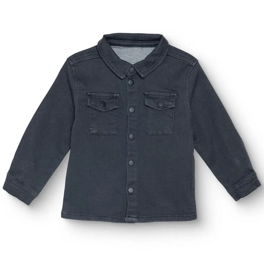 HelloBaby Erkek Bebek Cool Boy Gömlek Denim Modelli Yaka Uzun Kol
