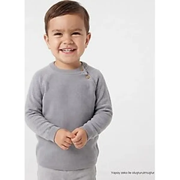 HelloBaby Erkek Bebek Kazak Düğmeli Bisiklet Yaka Uzun Kol 2 - 3 Yaş