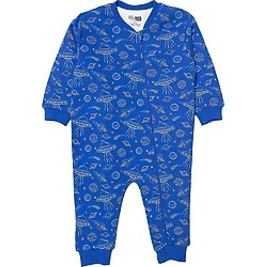HelloBaby Erkek Bebek Uyku Tulumu Uzay Baskılı Fermuarlı Bisiklet Yaka Uzun Kol Ribanalı 4 Yaş
