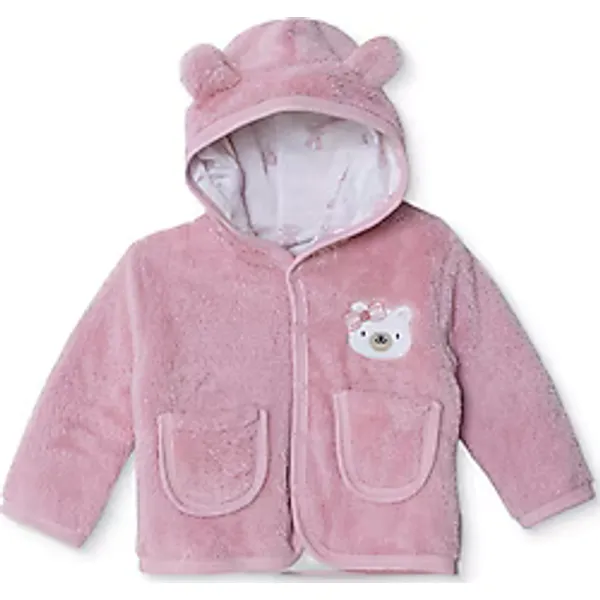 HelloBaby Kapüşonlu Hayvan Baskılı Çıtçıtlı Kız Bebek Hırka