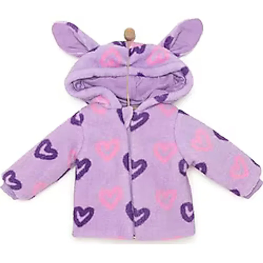 HelloBaby Kız Bebek Basic Hırka Wellsoft Kulaklı Bisiklet Yaka Uzun Kol Mor