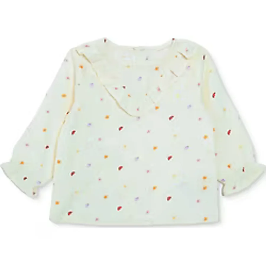 HelloBaby Kız Bebek Bluz Çiçek Baskılı Düğmeli Gömlek Yaka Long Sleeve 12-2 Yaş