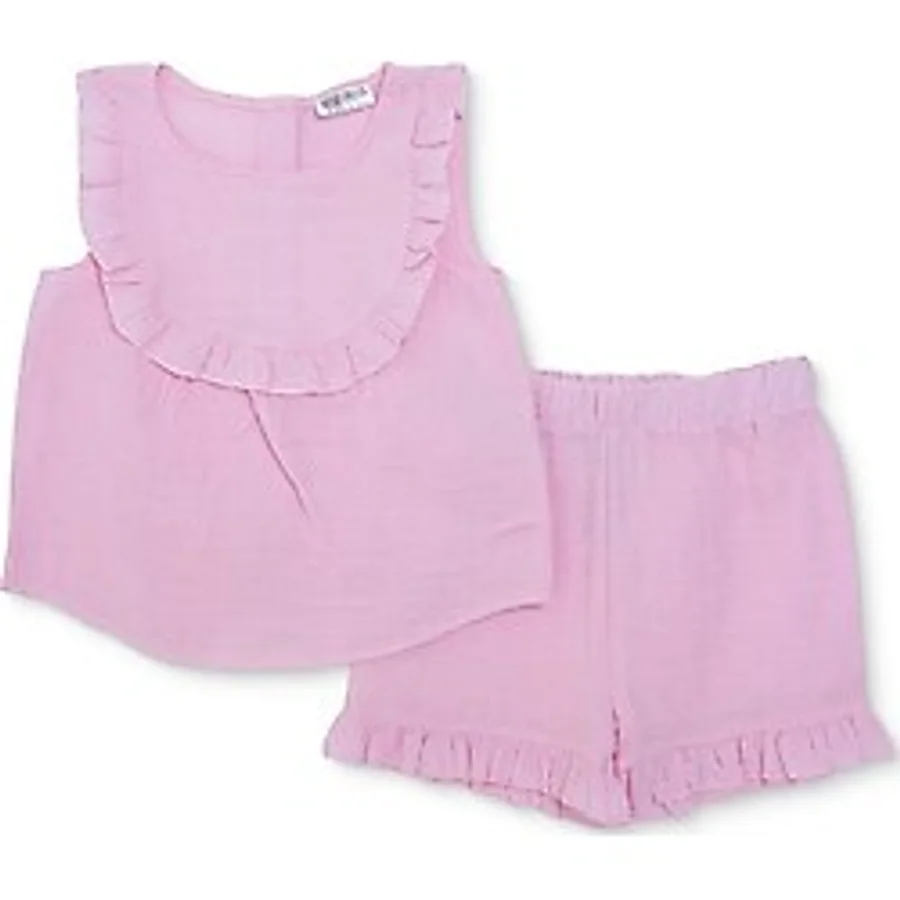 HelloBaby Kız Bebek Bluz-Şort Bisiklet Yaka Sleeveless Reçme 18-24 Ay